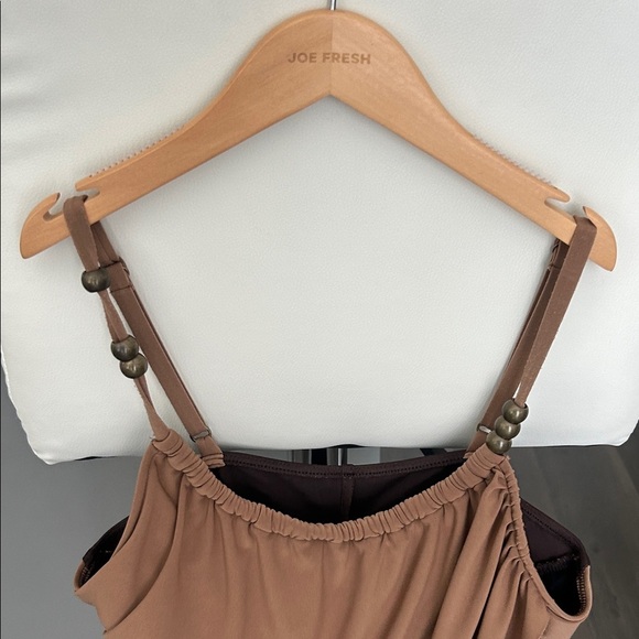 Magic Suit One Piece Tummy Control Swimsuit Tan Brown Ruching Overlay Size M - Picture 3 of 14